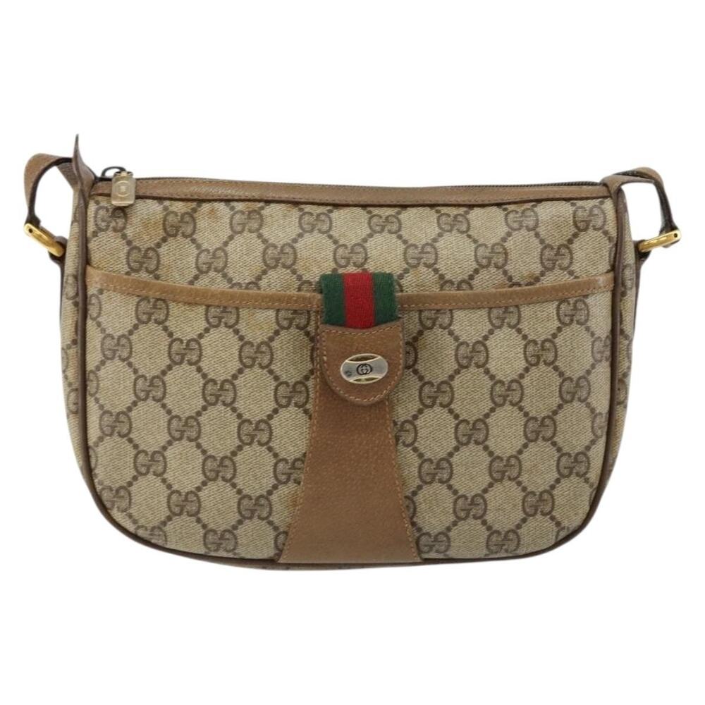 Gucci GG Canvas Web Shoulder Bag Beige